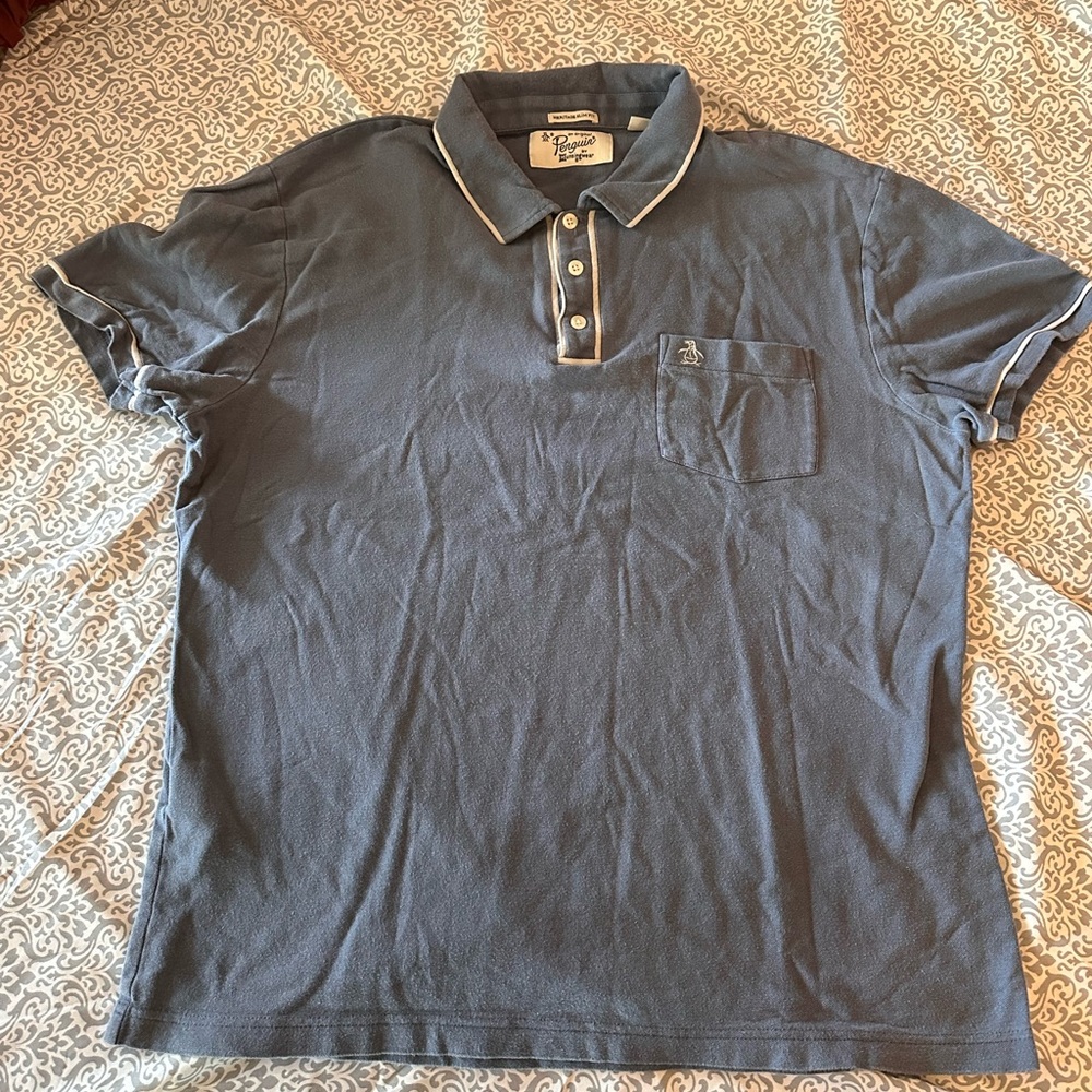 Blue Polo Shirt with Classic Design and Short Sleeves